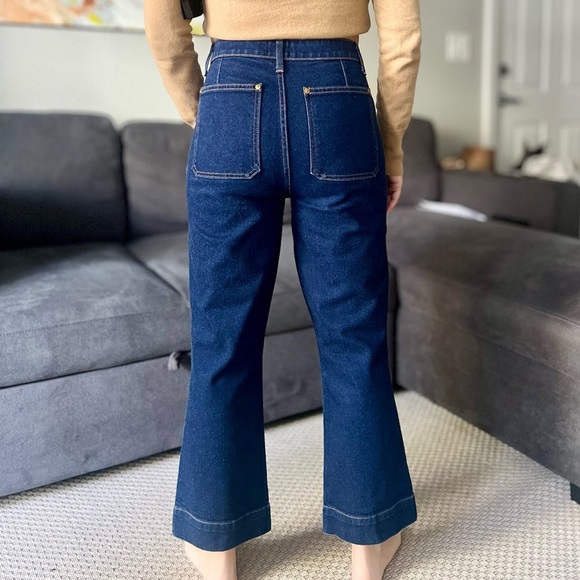 Khaite Raquel Patch Pocket Crop Flare Jeans - Dark Blue Wash - Size 31 - Picture 4 of 14